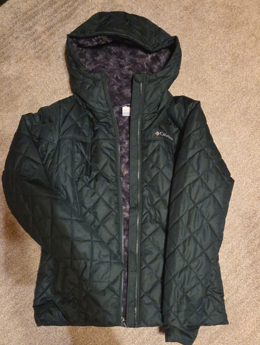 Columbia Women's Forest Green Quilted Hooded Puffer Jacket
